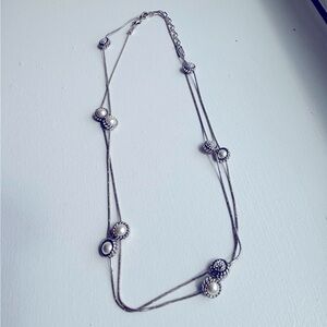 Brighton Twinkle Duet Long Necklace – Pearl & Swarovski Crystal Elegance